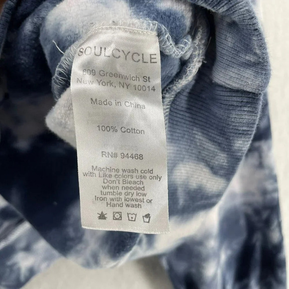 SoulCycle Sweatshirt Women's Sz M Blue Tie Dye Crew Neck Cropped Pullover - Picture 10 of 13
